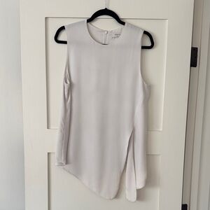 Babaton White Asymmetrical Tie-Front Blouse